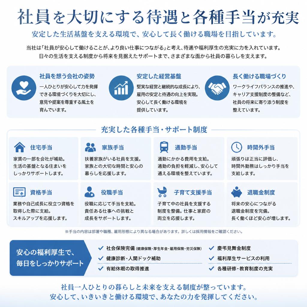 充実した手当と待遇