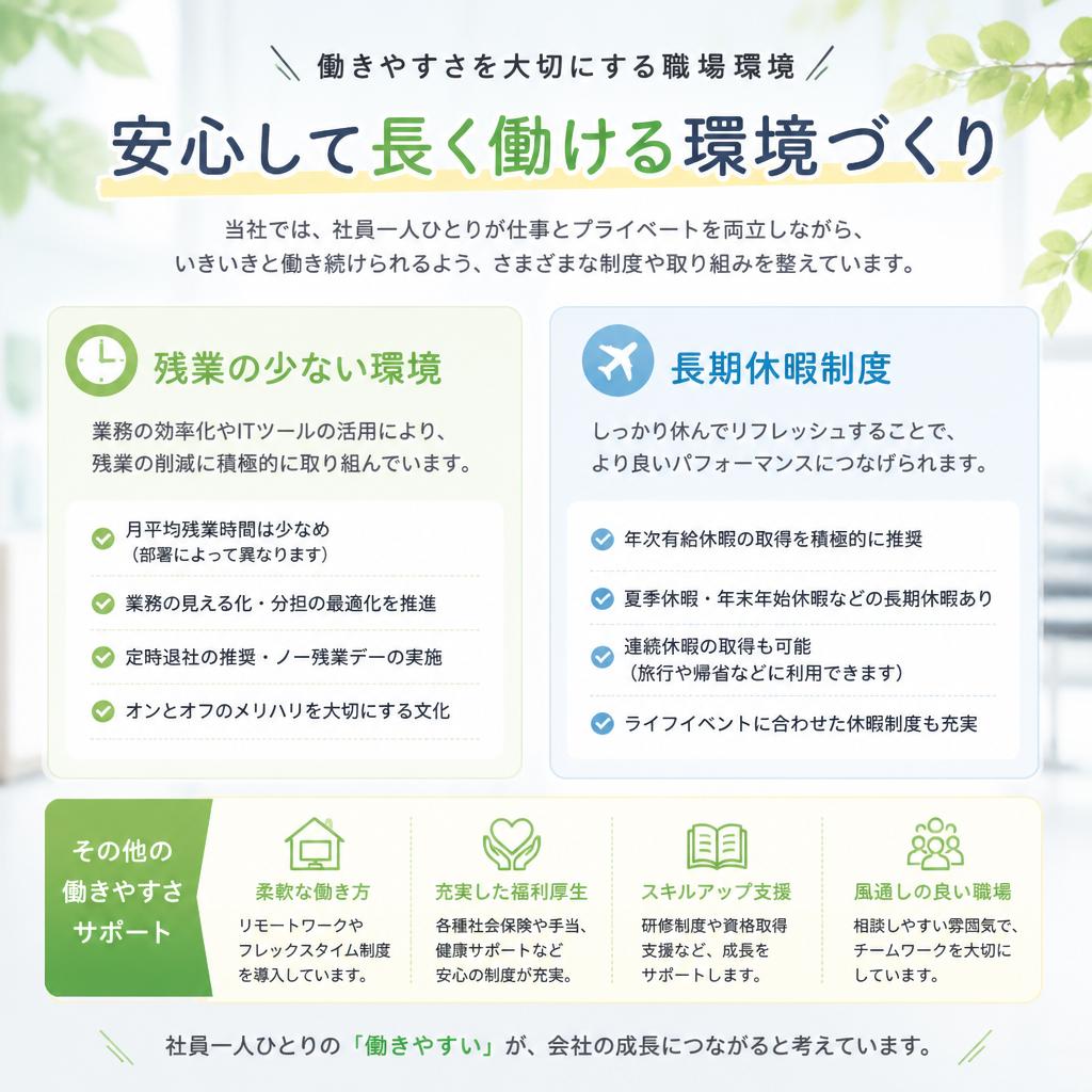 ワークライフバランスを重視した働き方